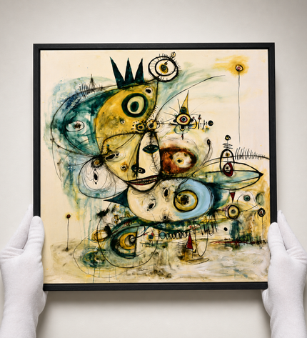 Inner Constellation — presented by a white-gloved art handler in a gallery