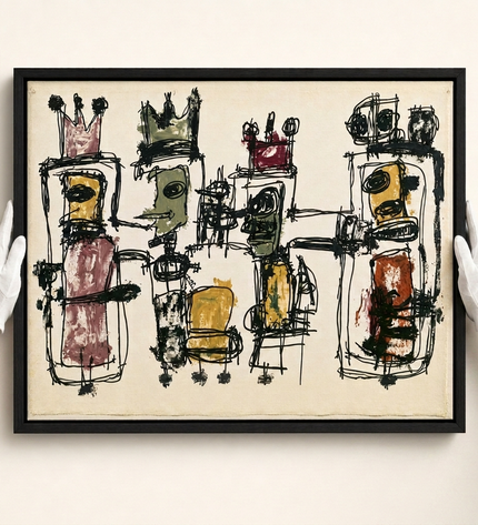 Gathered Voices — presented by a white-gloved art handler in a gallery