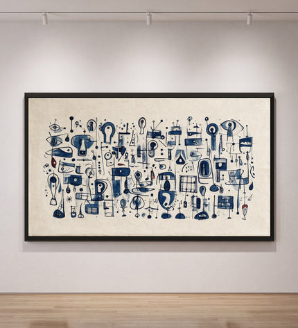 Indigo Paper — framed artwork in a gallery setting