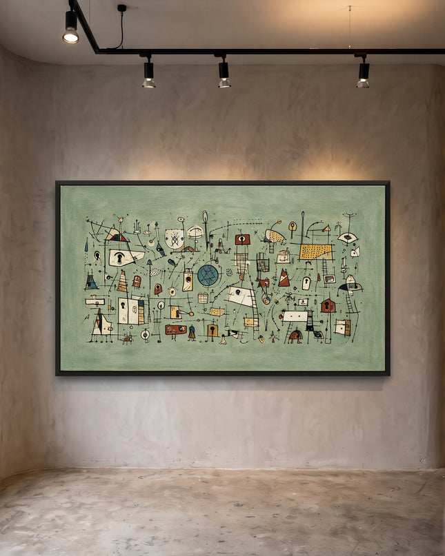 Sage Signals — framed artwork in a gallery setting