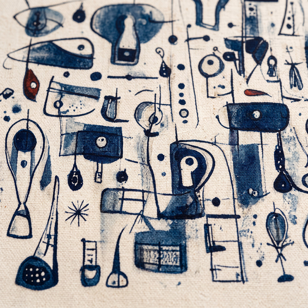 Farbe und Pinselspuren von Indigo Paper aus der Nähe