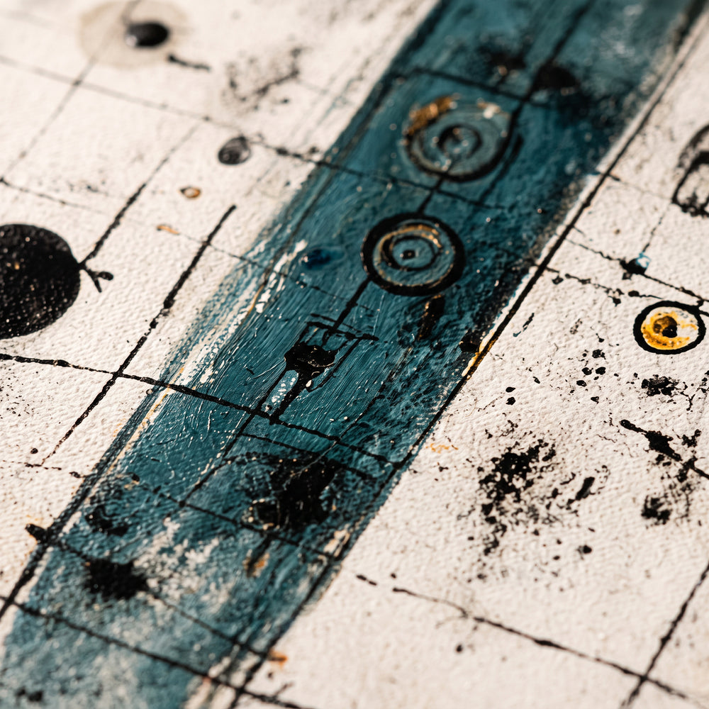 Farbe und Pinselspuren von Quiet Machines aus der Nähe