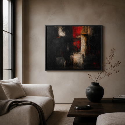 Ember Threshold — displayed in a moody contemporary living room