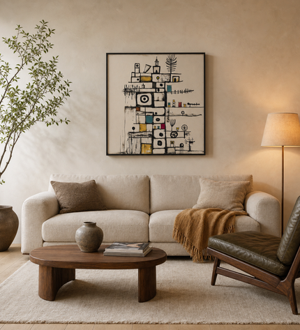Little Monuments — styled in a warm contemporary living room