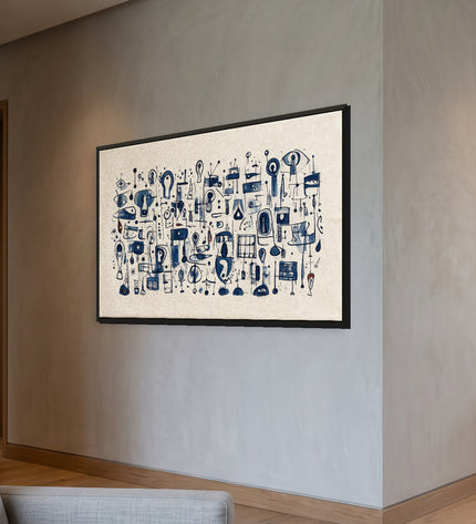 Indigo Paper — framed artwork viewed from the side
