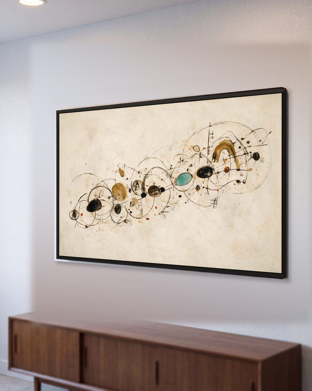 Inner Orbits — framed artwork viewed from the side