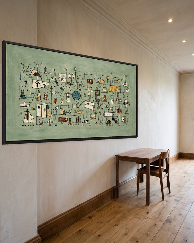 Sage Signals — framed artwork viewed from the side