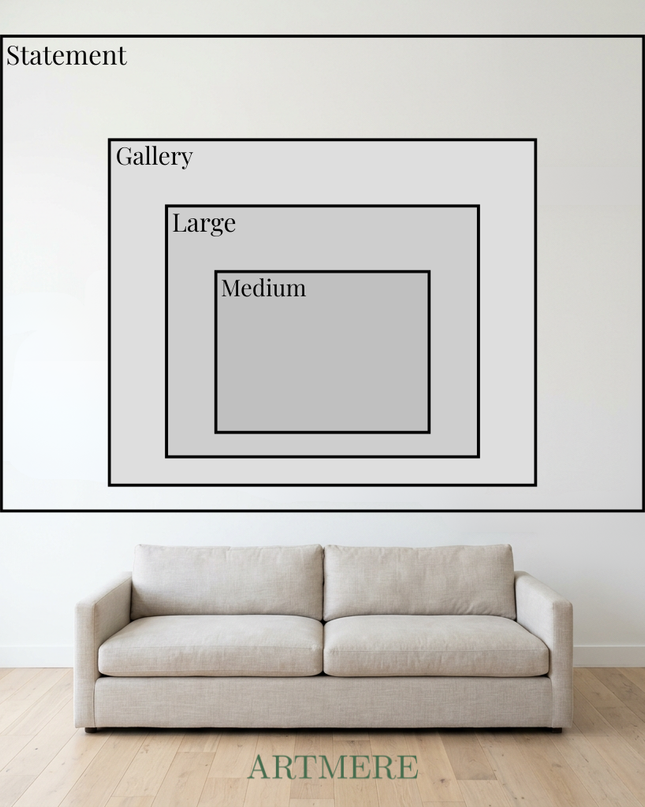 Size comparison guide showing available dimensions for Golden Days