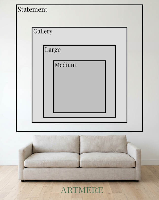 Size comparison guide showing available dimensions for Peace Builders