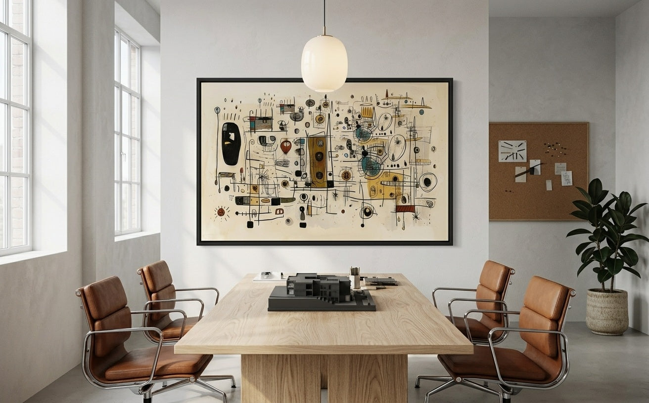 Orbiting Thoughts in einem modernen Designstudio – digitale Raumvisualisierung